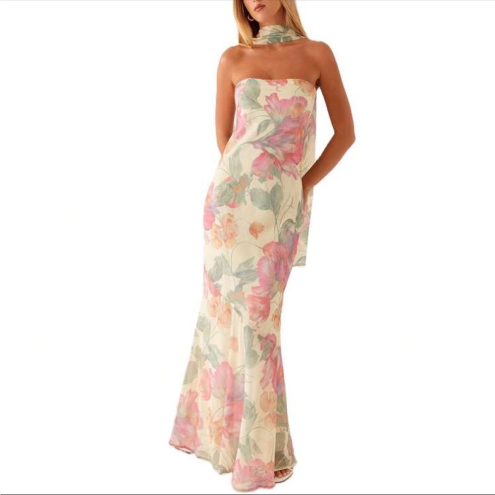 Amazon Pink and Orange Strapless Gown for Weddings